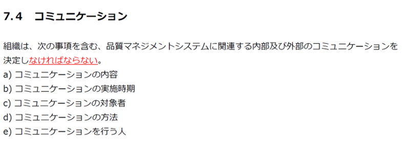 ISO 9001　【7.4　コミュニケーション】